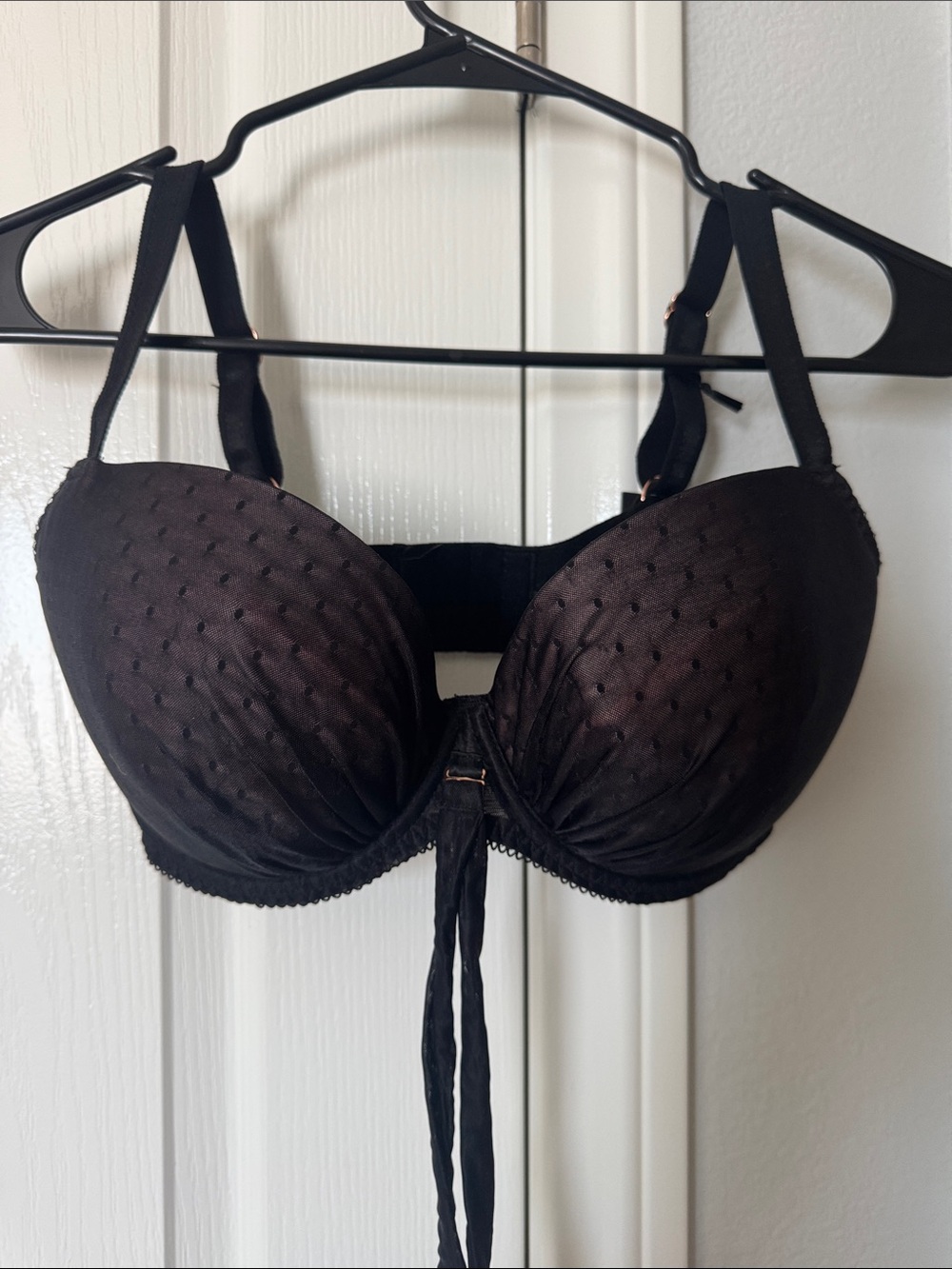 Everyday Support Black Padded Lace-Overlay Bra - Picture 2 of 11